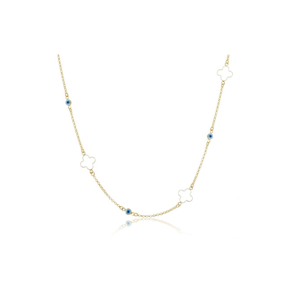 Colar com Olhos Gregos Banhado em Ouro 18k - Dourado