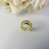 Piercing Fake Duas Tiras Lisa e Outra com Zircônias Banhado em Ouro 18k