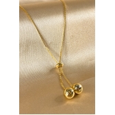 Colar Regulável com Bolas na Ponta Banhado em Ouro 18k - Dourado