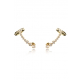 Brinco Ear Cuff com Piercing Fake e Zircônias Branca Banhado em Ouro 18k - Dourado