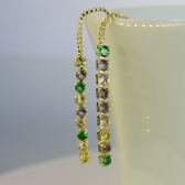 Brinco Fio de Corrente de Zircônias Coloridas Sortidas Banhado em Ouro 18k - Dourado