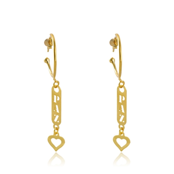 Brinco Argola Médio com Pingente Esotéricos Banhado em Ouro 18k - Dourado