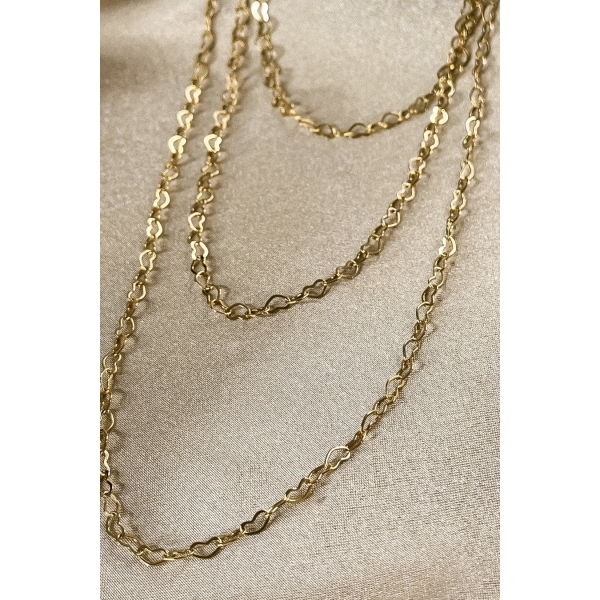 Colar Triplo de Coração Banhado em Ouro 18k - Dourado