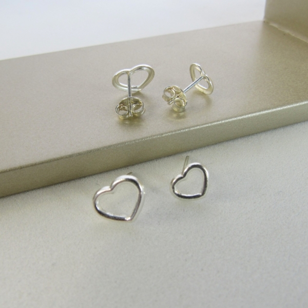 Duo Coração Vazado em Prata 925 - Prateado