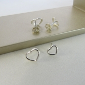 Duo Coração Vazado em Prata 925 - Prateado