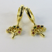 Brinco Argolinha De Árvore da Vida Banhado em Ouro 18k - Dourado