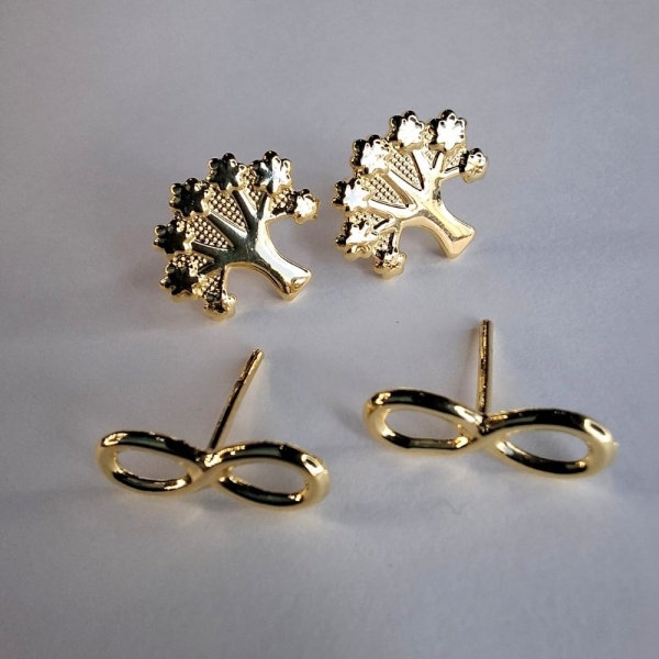 Duo Arvore Da Vida E Infinito Banhado em Ouro 18k - Dourado