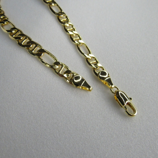 Pulseira Corrente com Elo Sequenciado Banhado em Ouro 18K MASCULINA - Dourado