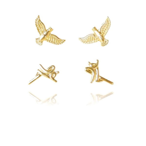 Brinco Duo com Brincos Religiosos Banhado em Ouro 18k - Dourado