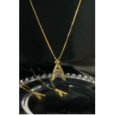 Colar Nossa Senhora Com Zircônias Azuis Banhado em Ouro 18k - Dourado