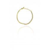 Pulseira Meia Fita Meia Corrente Banhado em Ouro 18k - Dourado