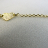 Pulseira com Chapa de Coração Banhado em Ouro 18k - Dourado