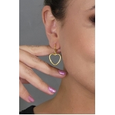 Brinco Argolinha com Coração Médio Vazado Banhado em Ouro 18k - Dourado