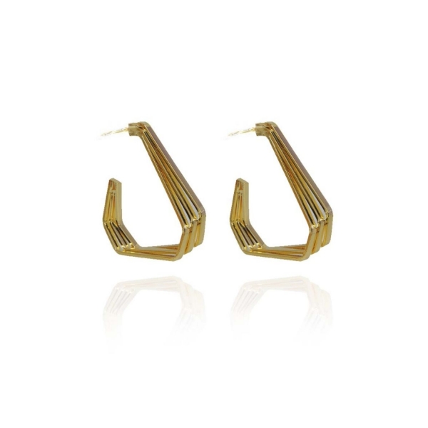 Brinco Argola Três Triangulos Banhado em Ouro 18k - Dourado