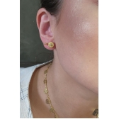 Brinco Círculo Pequeno Com Zircônia Central Banhado em Ouro 18k - Dourado