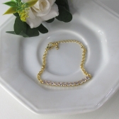 Pulseira Elos Redondos Com Faixa de Zircônia Banhado em Ouro 18k - Dourado