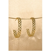 Brinco Argola Média Trabalhada com Vazado Banhado em Ouro 18k - Dourado