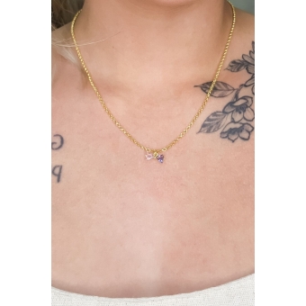 Colar Elo Português Pingente de Laço com Zircônia Banhado em Ouro 18k