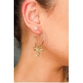 Brinco Argola Médio com Pingente Esotéricos Banhado em Ouro 18k - Dourado