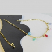 Tornozeleira de Estrelas de Zircônias Banhado em Ouro 18k - Dourado