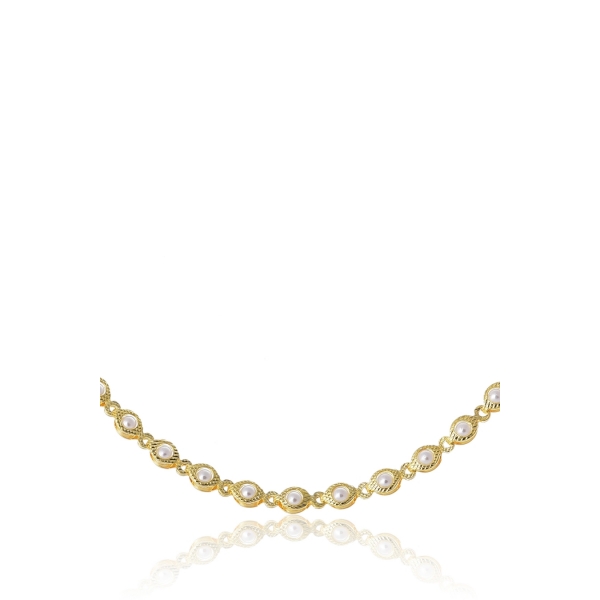 Choker com Corrente de Mini Pérolas Banhado em Ouro 18k - Dourado