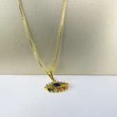 Colar Pingente Olho Grego com Zircônia Multicolor Banhado em Ouro 18k - Dourado