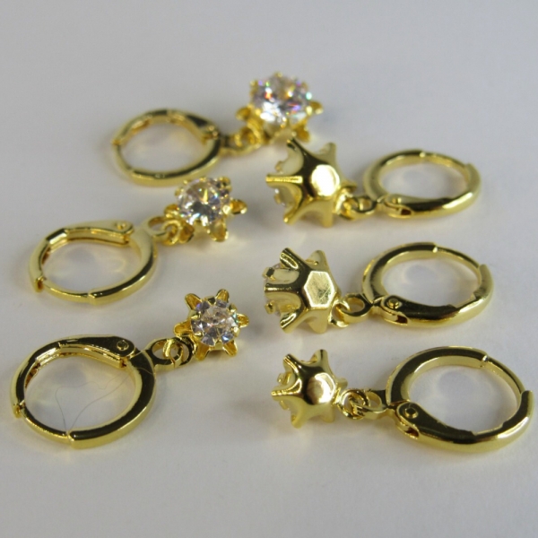 Trio Argolinha Estrelinha de Zircônia Banhado em Ouro 18k - Dourado