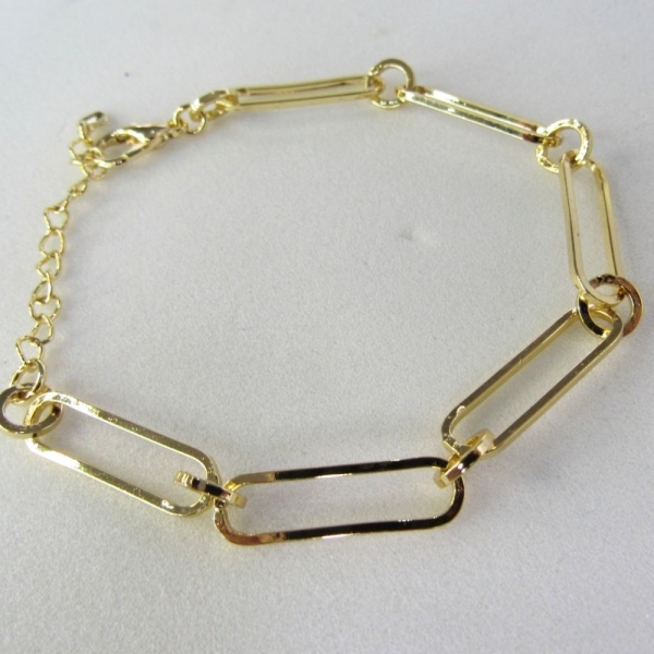 Pulseira de Elos Intercalados Com Círculo Banhado em Ouro 18k - Dourado