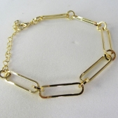 Pulseira de Elos Intercalados Com Círculo Banhado em Ouro 18k - Dourado