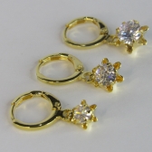 Trio Argolinha Estrelinha de Zircônia Banhado em Ouro 18k - Dourado