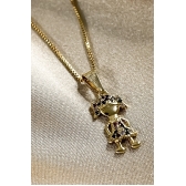 Colar Pingente Menina com Zircônia Colorida Banhado em Ouro 18k - Dourado