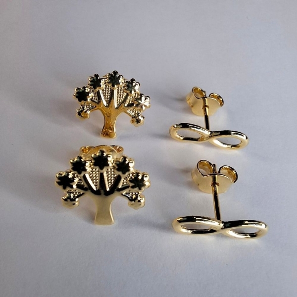 Duo Arvore Da Vida E Infinito Banhado em Ouro 18k - Dourado