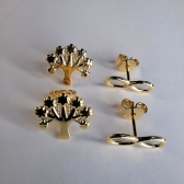 Duo Arvore Da Vida E Infinito Banhado em Ouro 18k - Dourado