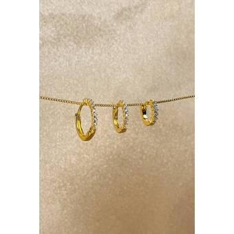 Trio de Brincos de Argolinha Fino Banhado em Ouro 18k