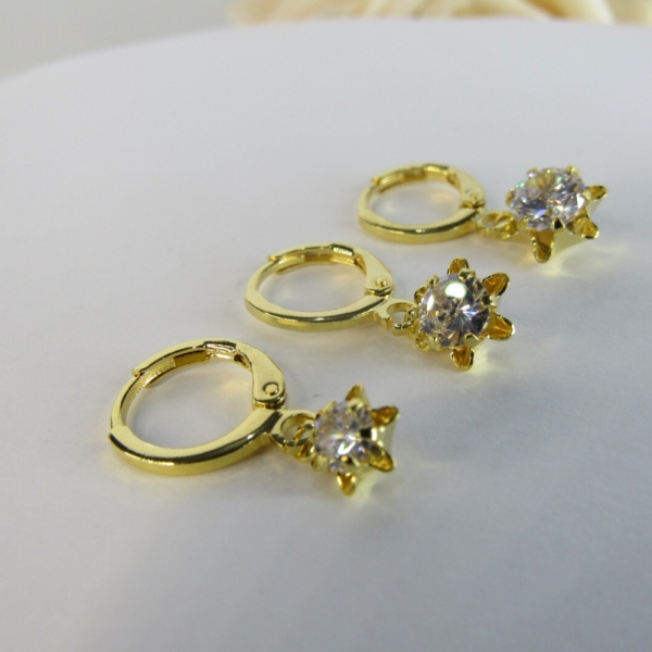 Trio Argolinha Estrelinha de Zircônia Banhado em Ouro 18k - Dourado