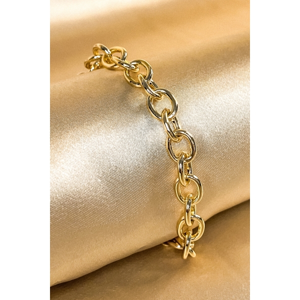 Pulseira Com Elo Oval Médio Banhados em Ouro 18k - Dourado