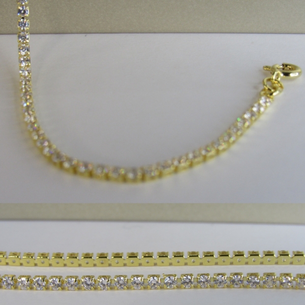 Pulseira Em Corrente De Zircônias Banhado em Ouro 18k - Dourado