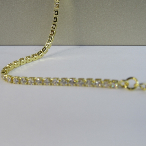 Pulseira Em Corrente De Zircônias Banhado em Ouro 18k - Dourado