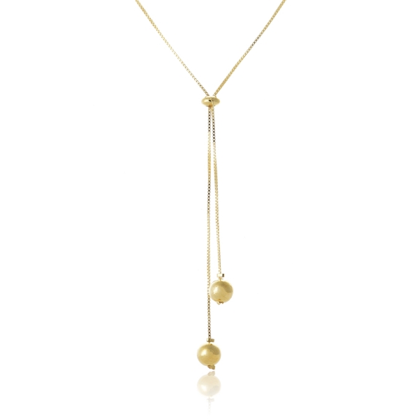 Colar Regulável com Bolas na Ponta Banhado em Ouro 18k - Dourado