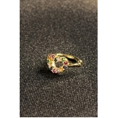 Piercing Fake Com Coração de Zircônias Coloridas Banhado em Ouro 18k - Dourado