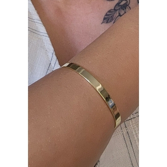 Bracelete Liso Largo Banhado em Ouro 18k