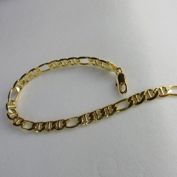 Pulseira Corrente com Elo Sequenciado Banhado em Ouro 18K MASCULINA - Dourado