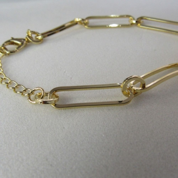 Pulseira de Elos Intercalados Com Círculo Banhado em Ouro 18k - Dourado