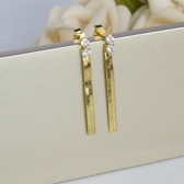 Brinco de Fita com Zircônia Banhado em Ouro 18k - Dourado