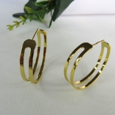 Brinco Argola Media Dupla Vazada Banhado em Ouro 18k - Dourado