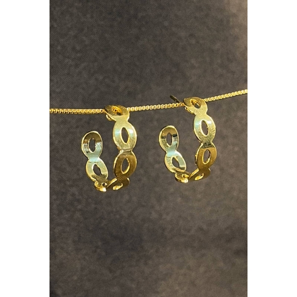 Brinco Argolinha com Vazados Ovais Banhado em Ouro 18k - Dourado