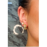 Brinco Argola Trabalhada Vazada com 4 Zircônias Banhado em Ouro 18k - Dourado