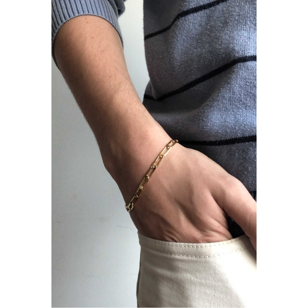 Pulseira Corrente Chapada Banhado em Ouro 18k MASCULINA - Dourado