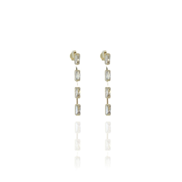 Brinco Corrente de Zircônias Banhado em Ouro 18k - Dourado