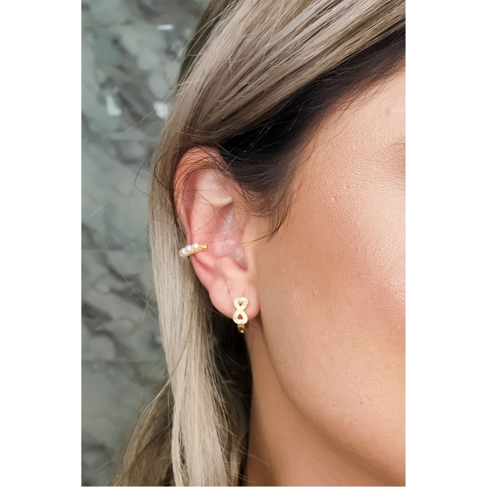 Piercing Fake com Pérolas Banhado em Ouro 18k